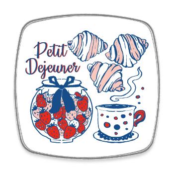 Petit Déjeuner Frühstücksdesign - Viereckiger Kühlschrankmagnet - Weiß - Vorne