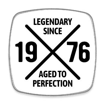 Legendary since 1976 | Aged to perfection - Viereckiger Kühlschrankmagnet - Weiß - Vorne