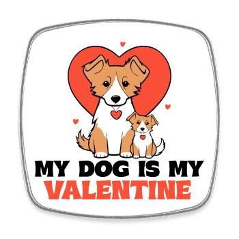 Valentine's dog couple with heart - Square fridge magnet - white - Front