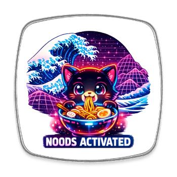 Ramen Nouilles, Amoureux des Chats, Kats Kawaii Rétro - Magnet carré - blanc - Devant