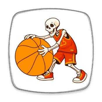 Skeleton Basketball Player Street Style - Square fridge magnet - white - Front