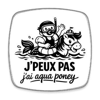 I can't I have aqua pony - Square fridge magnet - white - Front
