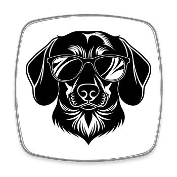Dachshund Dog Head with Sunglasses - Square fridge magnet - white - Front