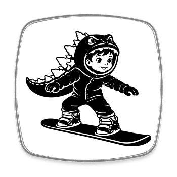 Dragon Garçon du Snowboard - Magnet carré - blanc - Devant