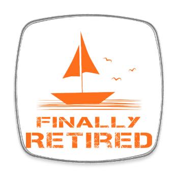 Finally Retirement Sailboat Orange Pension Pensioner - Square fridge magnet - white - Front