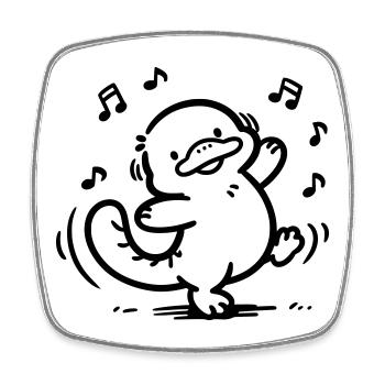 Dancing Platypus | Funny music motif - Square fridge magnet - white - Front