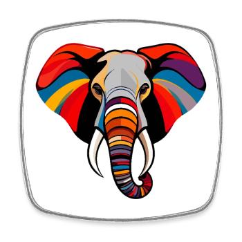Bunter Elefantenkopf Kunst Pop Art Elefant Motiv - Viereckiger Kühlschrankmagnet - Weiß - Vorne