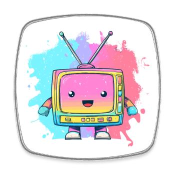 Pastell TV Kawaii Neon - Viereckiger Kühlschrankmagnet - Weiß - Vorne