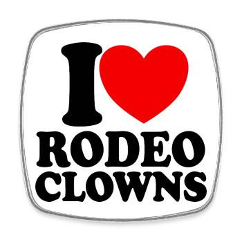 Ich liebe Rodeo-Clowns, Red Heart Rodeo-Clowns - Viereckiger Kühlschrankmagnet - Weiß - Vorne