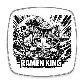 Chats Ramen Nouilles Anime japonais Manga Kawaii - Magnet carré - blanc - Devant