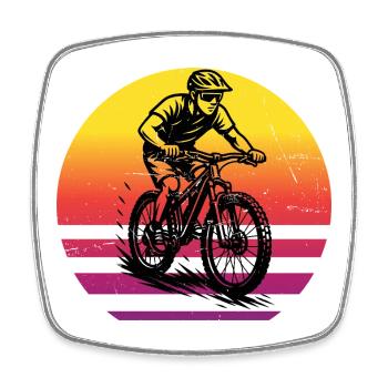 Iconic mountain bike motif - Square fridge magnet - white - Front