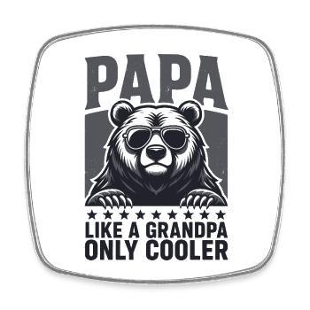Papa Ours Cool avec des lunettes de soleil - Cadeau grand-père - Magnet carré - blanc - Devant