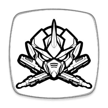 One Bulky Mech - Logo Head v2 - Square fridge magnet - white - Front