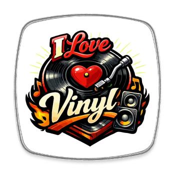 J’adore le vinyle - Magnet carré - blanc - Devant