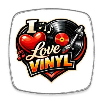 Love Vinyl Heart Logo - Magnet carré - blanc - Devant