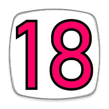 18. 18 ANS. 18e ANNIVERSAIRE. ANNIVERSAIRE 18 ANS. - Magnet carré - blanc - Devant