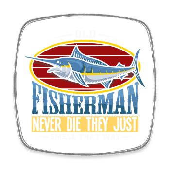 Fisherman Pensioner Senior Pension Fishing Man - Square fridge magnet - white - Front