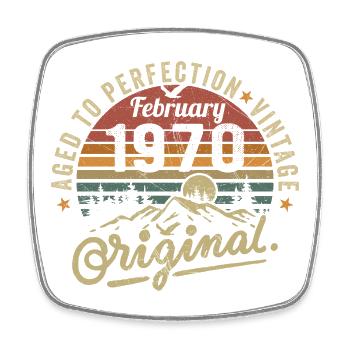 February 1970 - February 1970 Anniversary February 1970 - Square fridge magnet - white - Front