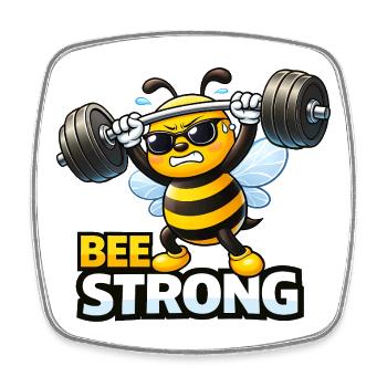 Bee Strong – Motivation pour la forme physique de Funny Bee - Magnet carré - blanc - Devant