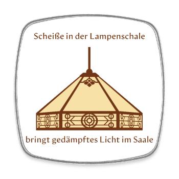 Lampenschirm-Witz, Gedämpftes Licht durch Scheiße - Viereckiger Kühlschrankmagnet - Weiß - Vorne
