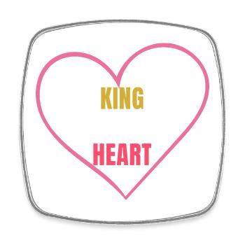 King of Her Heart romantisches Paar-T-Shirt-Design - Viereckiger Kühlschrankmagnet - Weiß - Vorne