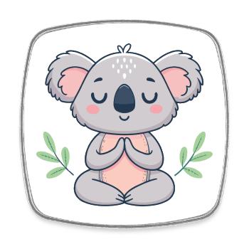 Koala zen méditation pastel - Magnet carré - blanc - Devant