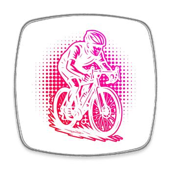 Motif emblématique du vélo de route - Magnet carré - blanc - Devant