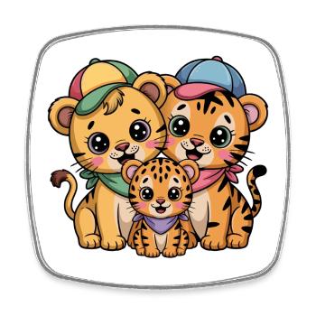 Süße Löwe Tiger Leopard Freunde - Viereckiger Kühlschrankmagnet - Weiß - Vorne