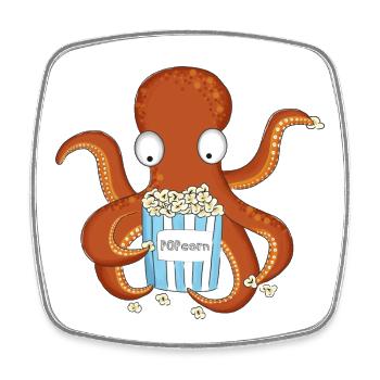 Popcorn Krake  - Viereckiger Kühlschrankmagnet - Weiß - Vorne
