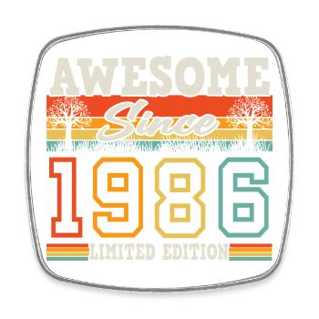 1986 Vintage Born 40th Birthday Gift - Square fridge magnet - white - Front