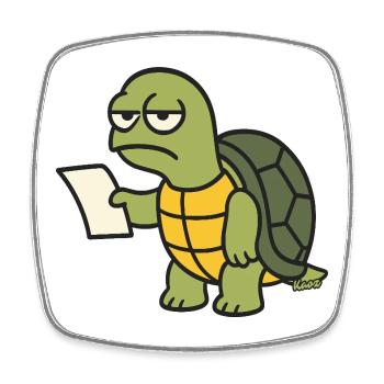 Langsame Schildkröte mit Papier - Viereckiger Kühlschrankmagnet - Weiß - Vorne