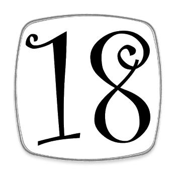 18. 18 ANS. 18e ANNIVERSAIRE. ANNIVERSAIRE 18 ANS. - Magnet carré - blanc - Devant
