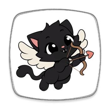 Katzen Amor Cupid Kawaii - Viereckiger Kühlschrankmagnet - Weiß - Vorne
