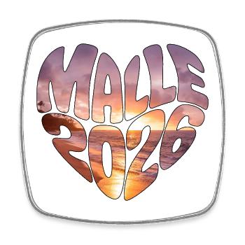 Mallorca Malle 2026 Heart (Sunset Version) - Square fridge magnet - white - Front