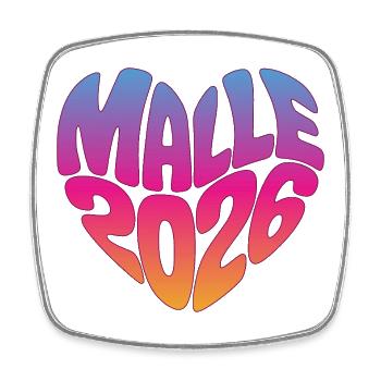 Malle Malle 2026 - Magnet carré - blanc - Devant