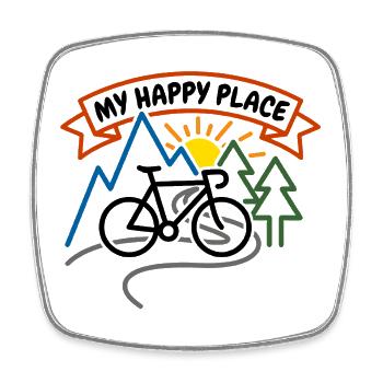 My Happy Place Bike Sunrise - Viereckiger Kühlschrankmagnet - Weiß - Vorne