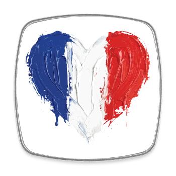 French Flag Heart Soccer Football - Square fridge magnet - white - Front