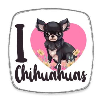 Chihuahua Chihuahua Cœur que j’aime - Magnet carré - blanc - Devant