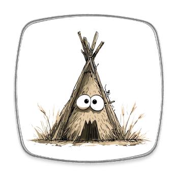 Funny teepee tent with eyes - Square fridge magnet - white - Front
