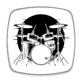 Drummer Sketch - Square fridge magnet - white - Front