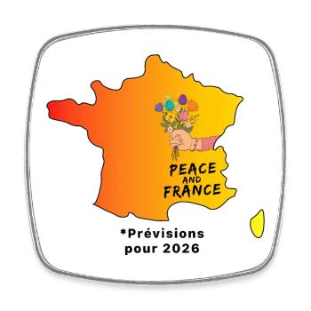 Peace_and_France_contour_meteo - Viereckiger Kühlschrankmagnet - Weiß - Vorne