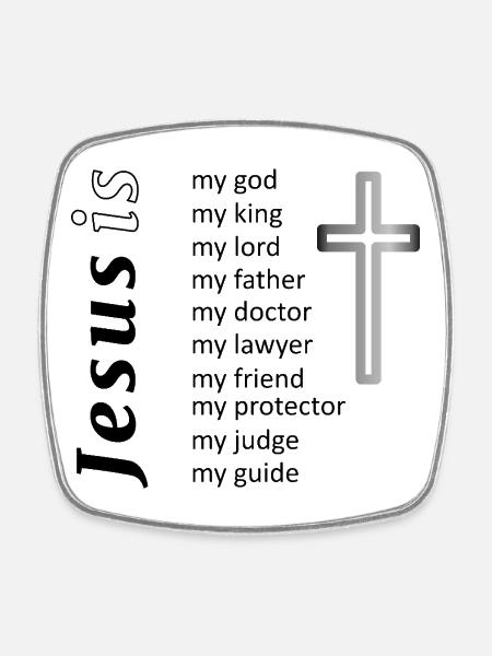 Minimalist Cross Silhouette - Square fridge magnet - white