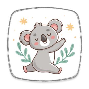 Pastel Relaxed Koala with Foliage - Square fridge magnet - white - Front