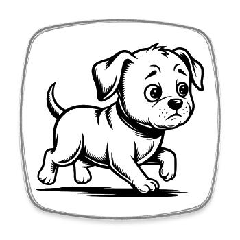 Promenade de chiot en course - Magnet carré - blanc - Devant