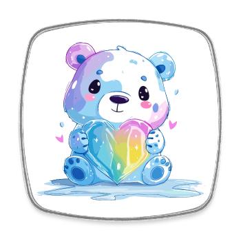 Süßer Eisbär mit Regenbogenherz - Viereckiger Kühlschrankmagnet - Weiß - Vorne