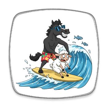 T-shirt de surf de Minorque - Magnet carré - blanc - Devant
