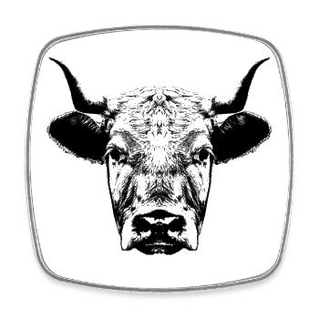 Cow / Head - Square fridge magnet - white - Front