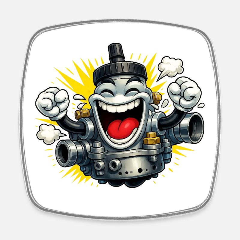 Carburetor moped fun - Square fridge magnet - white