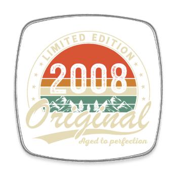 2008 Vintage Rétro Cadeau d’anniversaire - Magnet carré - blanc - Devant