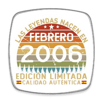 February 2006 Retro Vintage Birthday Gift - Square fridge magnet - white - Front